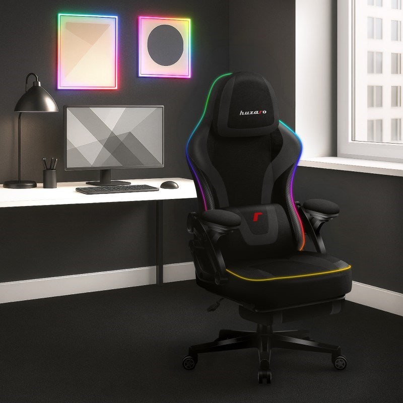 Huzaro RGB Black Mesh Gaming Chair, Force 4.6