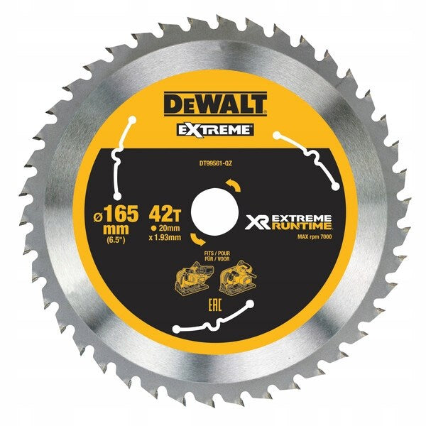 DeWalt Circular Saw Blade 165 mm 42 Teeth 20 mm Bore 1285425