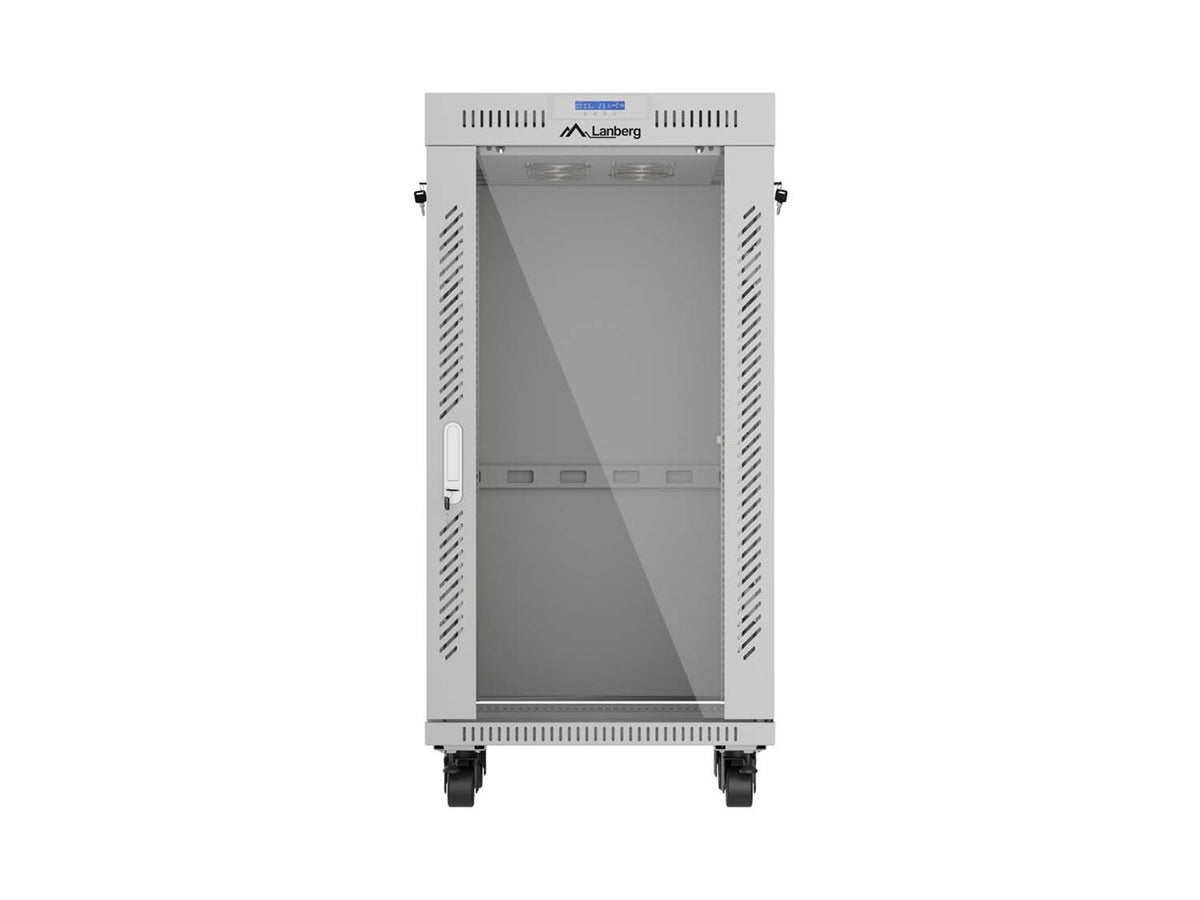 Lanberg Floor Standing Rack Cabinet 22U Grey FF01-6622-12SL - 1200 kg Capacity, Active Cooling, Key Lock