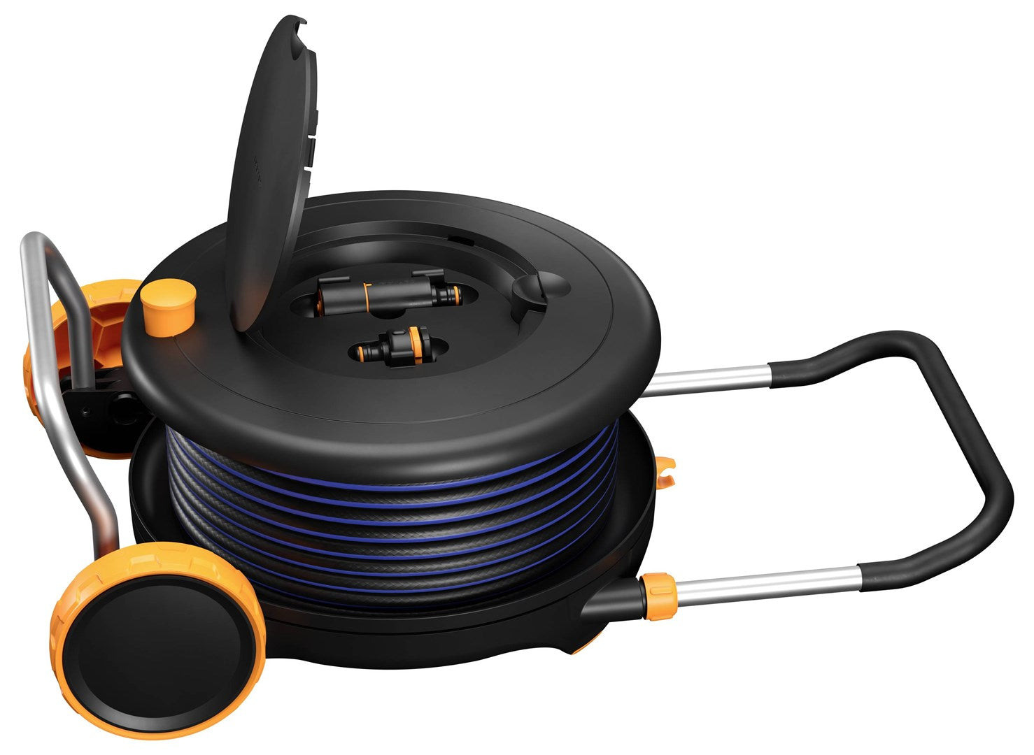 Fiskars Comfort Waterwheel Hose Cart 13 mm x 21.5 m Black Orange