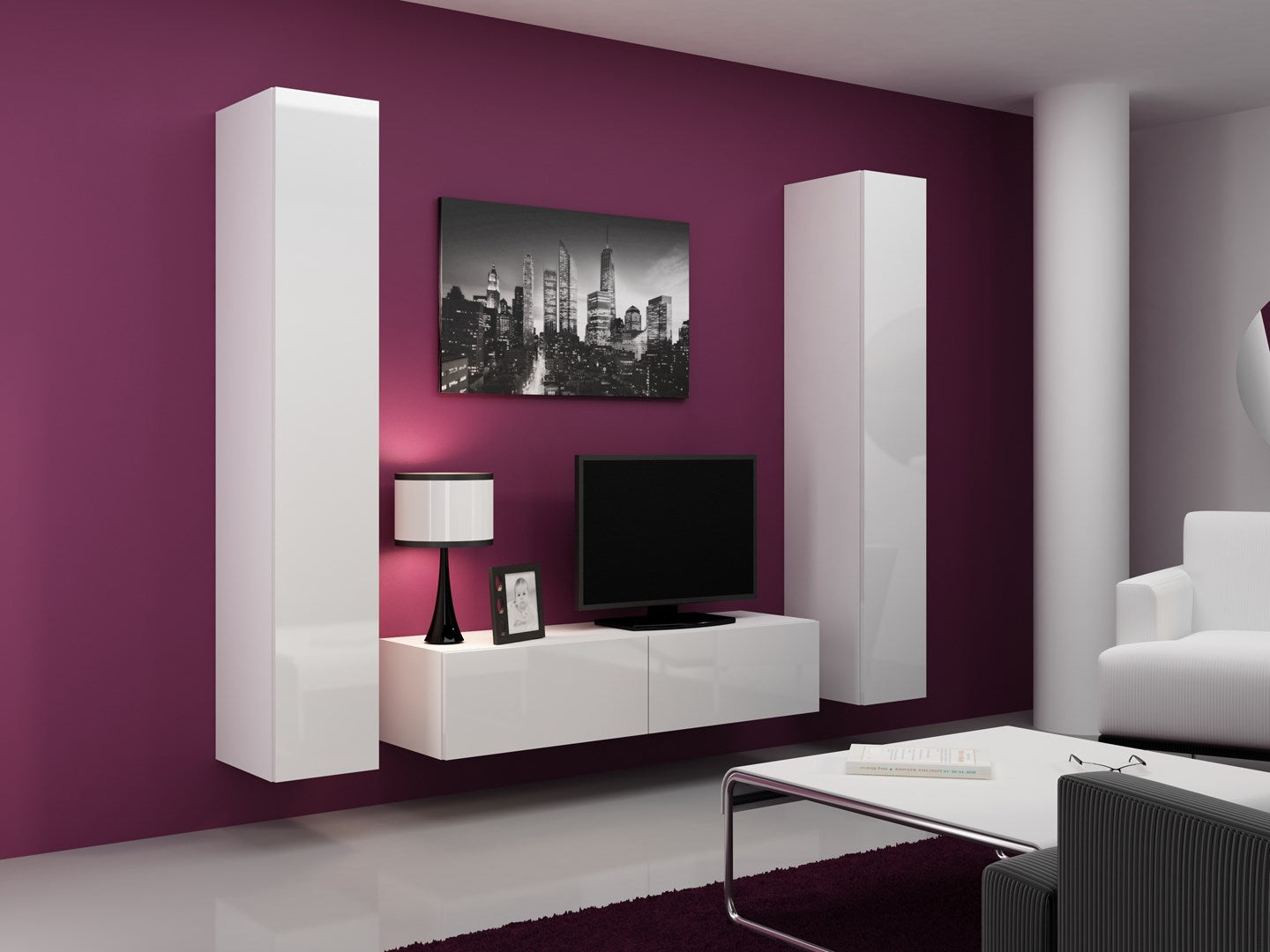 VIGO TV Stand 140 cm White Gloss RTV VIGO140
