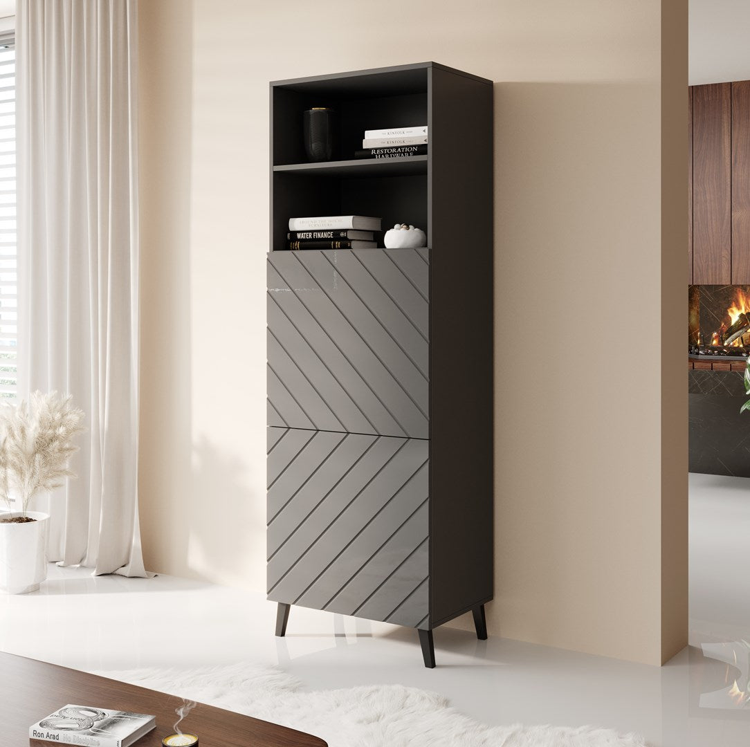 Cabinet ABETO 60x40x176 5 cm graphite/glossy graphite