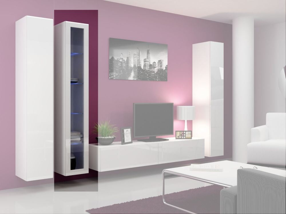 Cama Glass-Case VIGO '180' 180/40/30 White/White Gloss 1 Door 4 Shelves