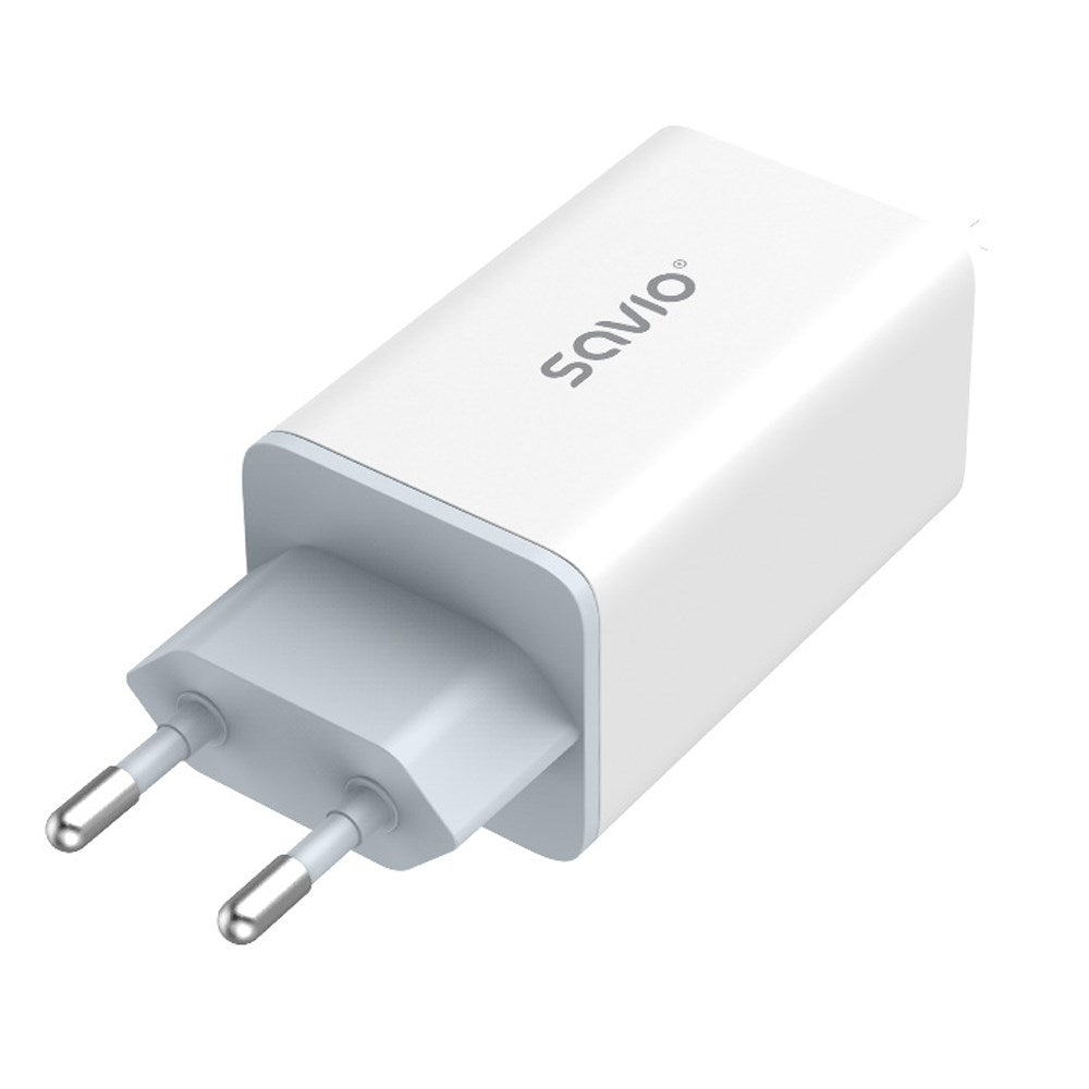 SAVIO LA-07 GaN 65W Mains Charger USB QC4.0+ PD 3.0 White