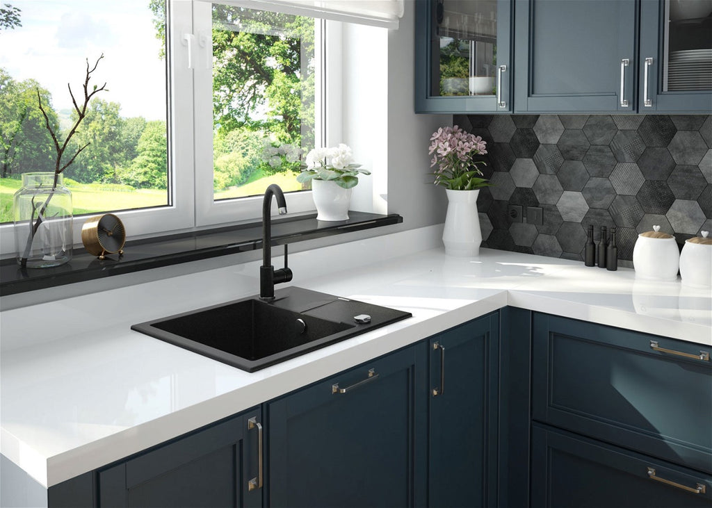 Deante Evora 1-Bowl Granite Sink 59x44 cm Matt Black