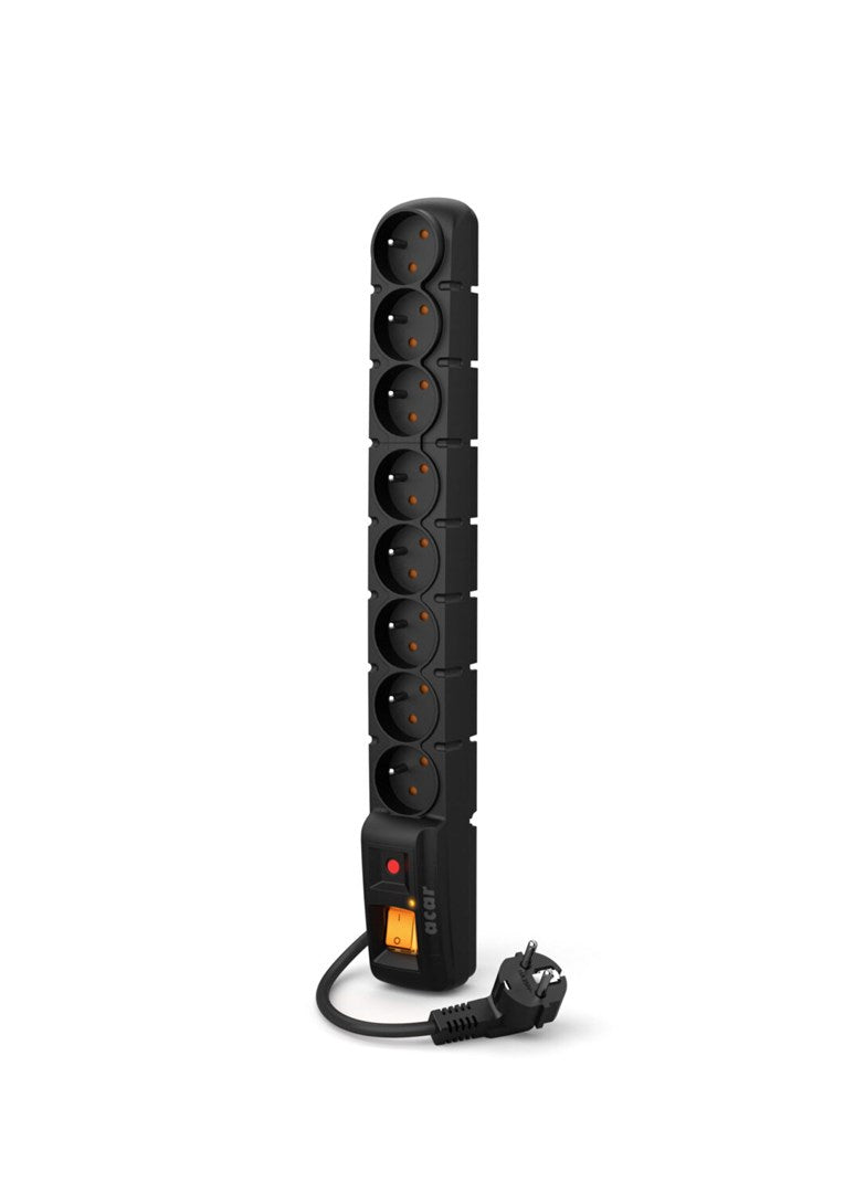 ACAR S8 Surge Protector 8 AC Outlets 230V 3 m Cable Black