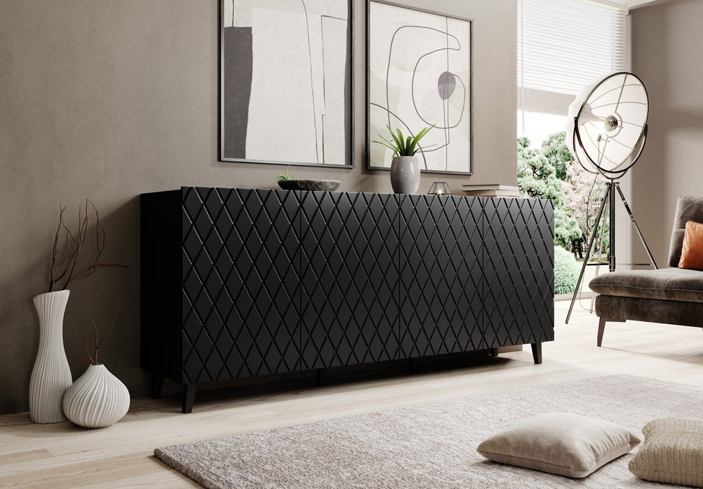 ASTI Chest of Drawers 200x42x82 Black Matt