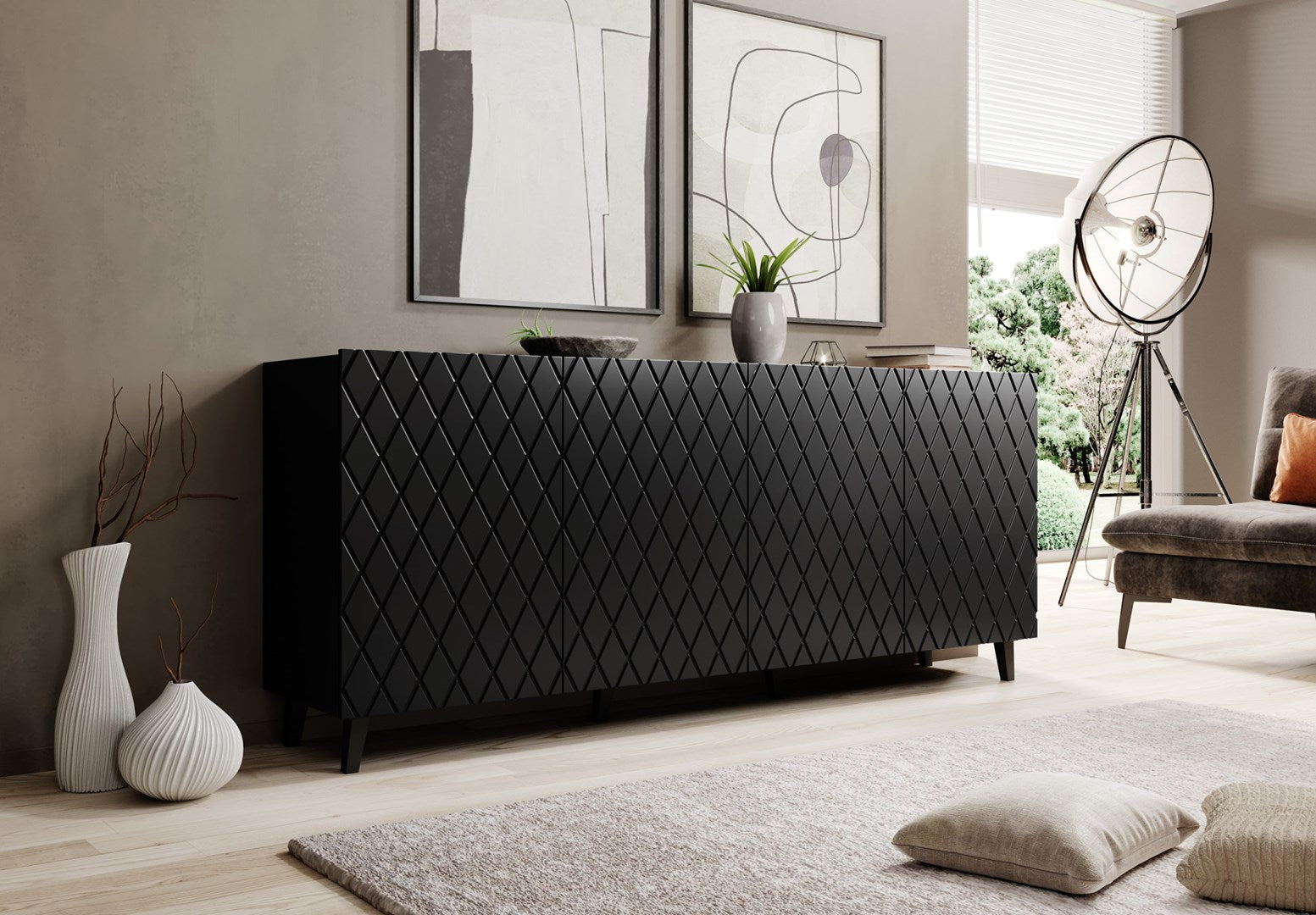 ASTI Chest of Drawers 200x42x82 Black Matt