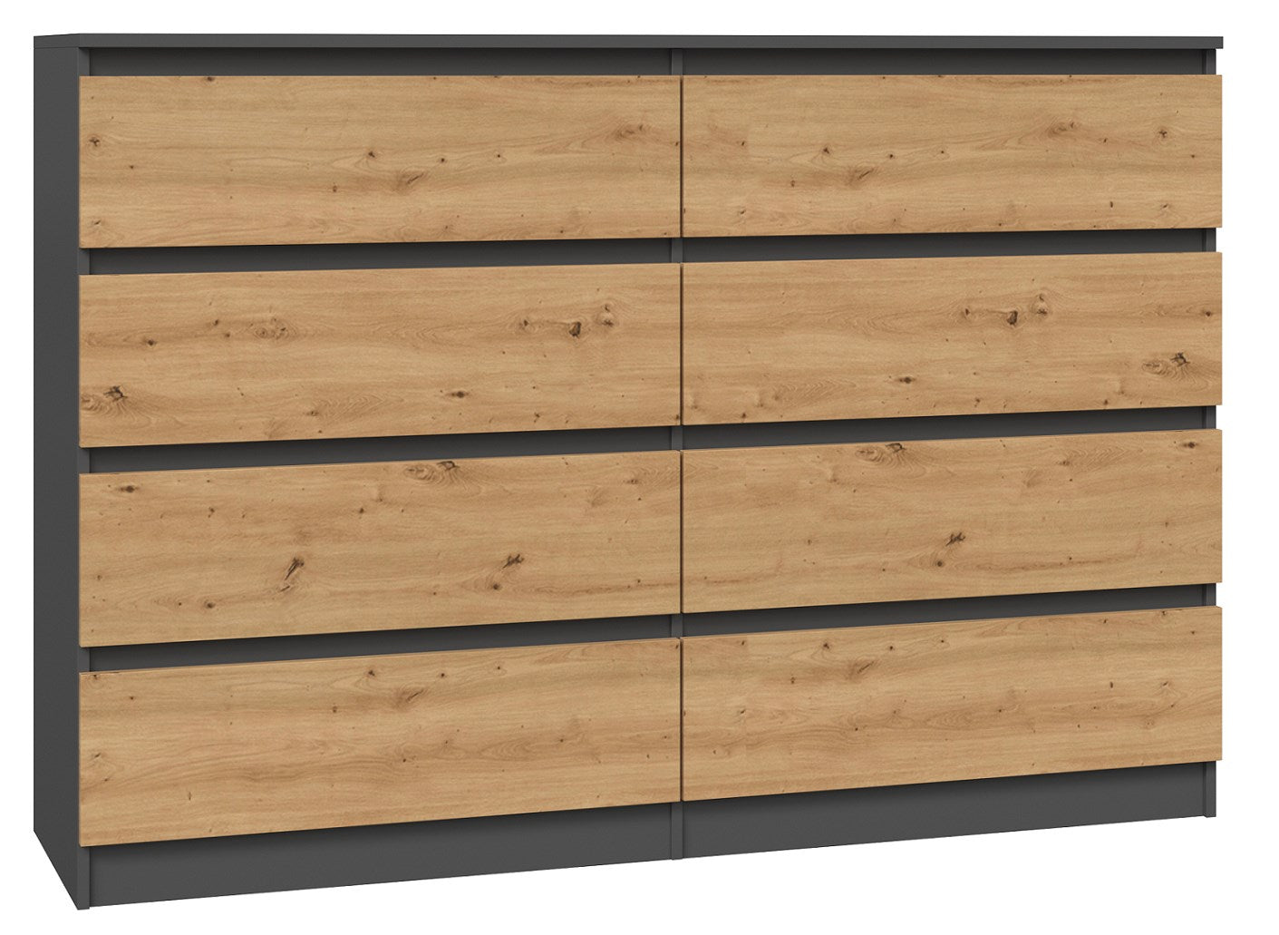 Malwa M8 Chest of Drawers 140 cm Anthracite/Artisan Oak