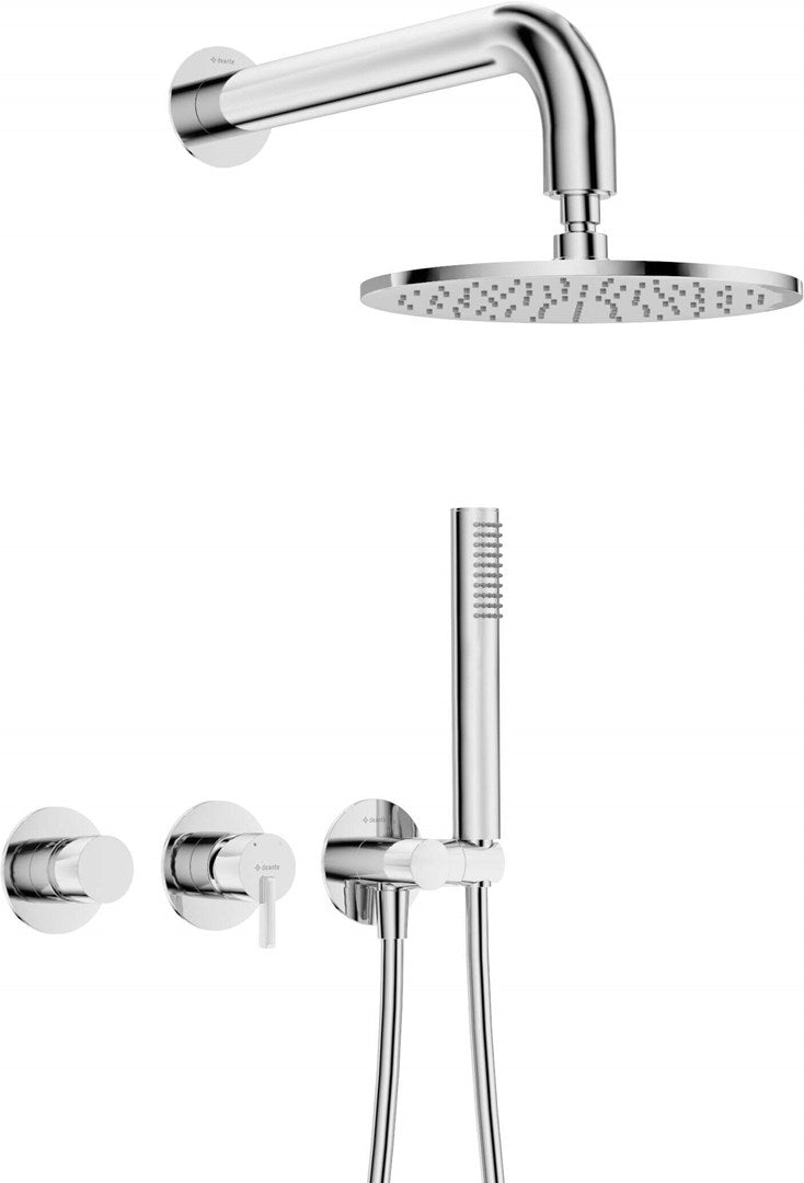 Concealed Shower Set with Overhead Shower Horizontal Mixer 250mm