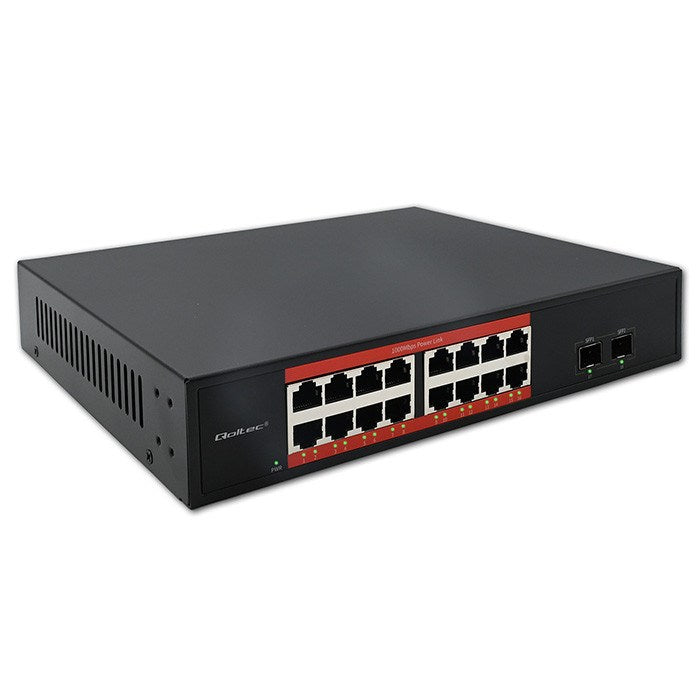 Qoltec Gigabit Ethernet Switch 16x RJ45 2x SFP 1000 Mb/s