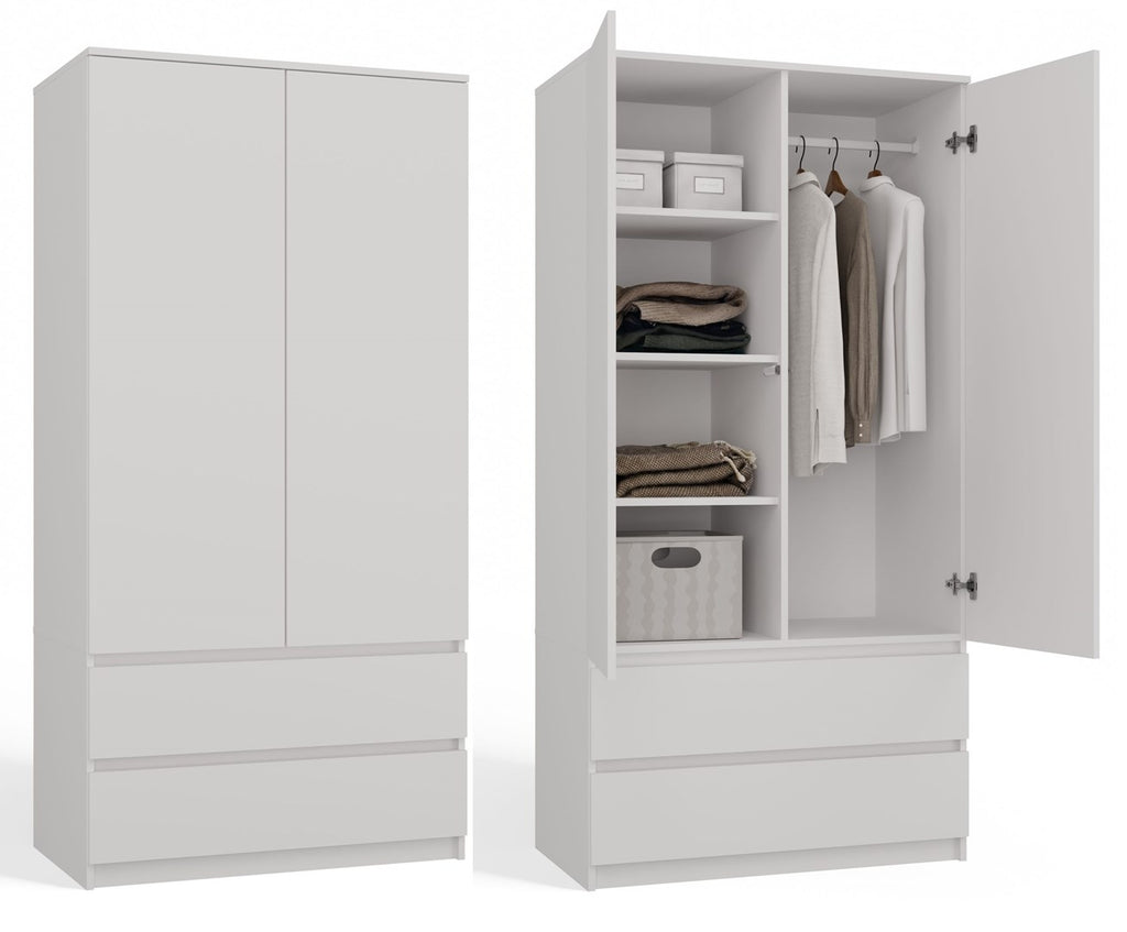 Topeshop MALWA B Wardrobe White 5 Shelves 2 Doors
