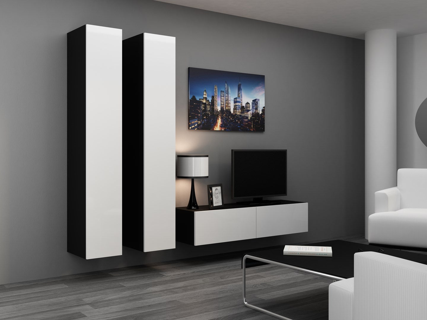 VIGO TV Stand 140 cm Black/White Gloss RTV VIGO140