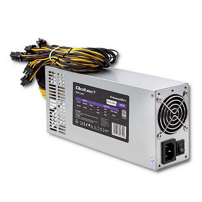 Qoltec Power Supply 1850W 80 Plus Platinum PCI-E Data Mining