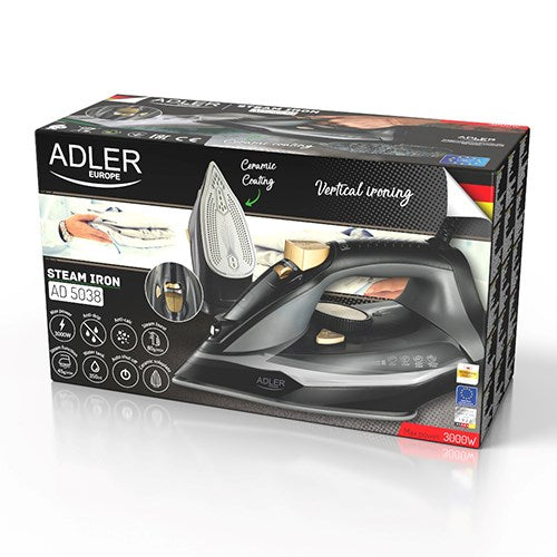 Adler Steam Iron 3000W AD 5038 - 0.35 L Water Tank, Vertical Steam