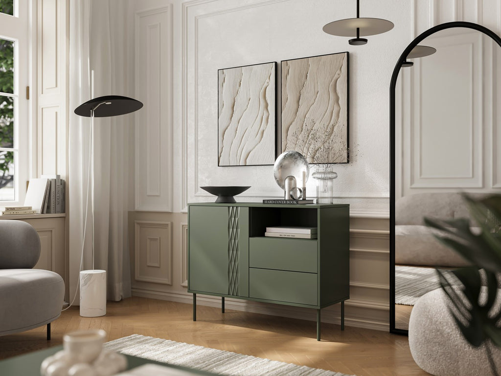 1D2S TRESSE Chest of Drawers 100x40x75 Matte Green