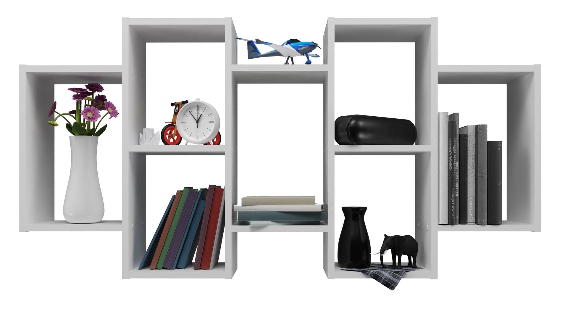 BILBAO 7.0 Wall-Mounted Bookcase Matte White 129.5x65x20 cm