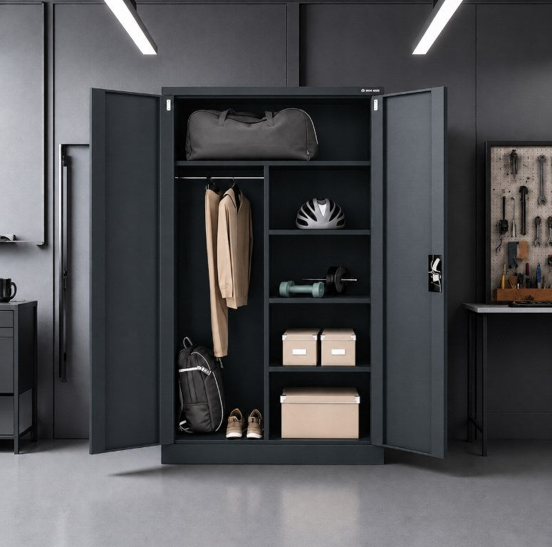 Iron Mate Wardrobe Saturn_7016 - Metal, 1850 mm Height, 900 mm Width, 450 mm Depth, Anthracite