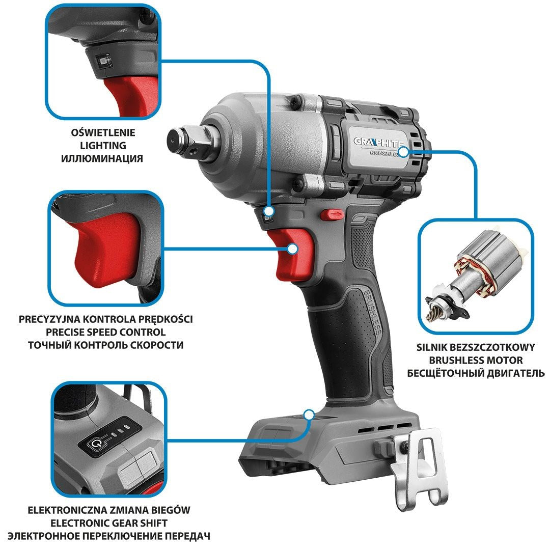 GRAPHITE Brushless Impact Wrench 450Nm Energy+