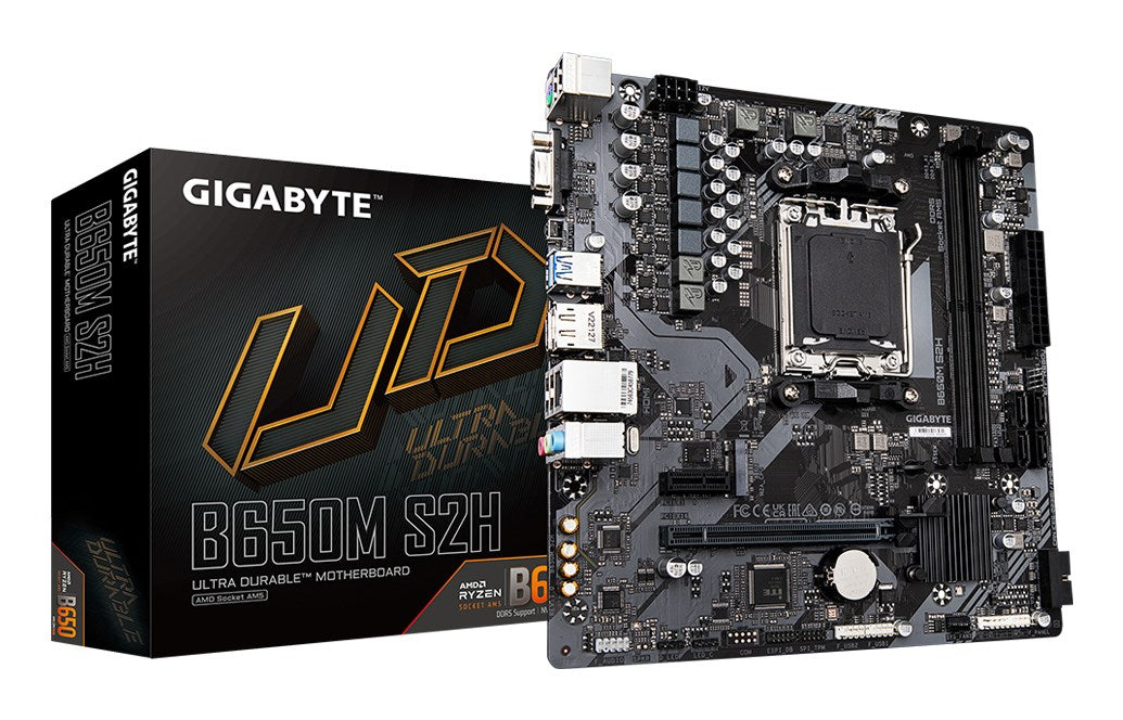 Gigabyte | Motherboard | B650M S2H - Socket AM5 B650 Micro ATX | USB 3.2 Gen1 - Gigabit LAN - 8CH Audio