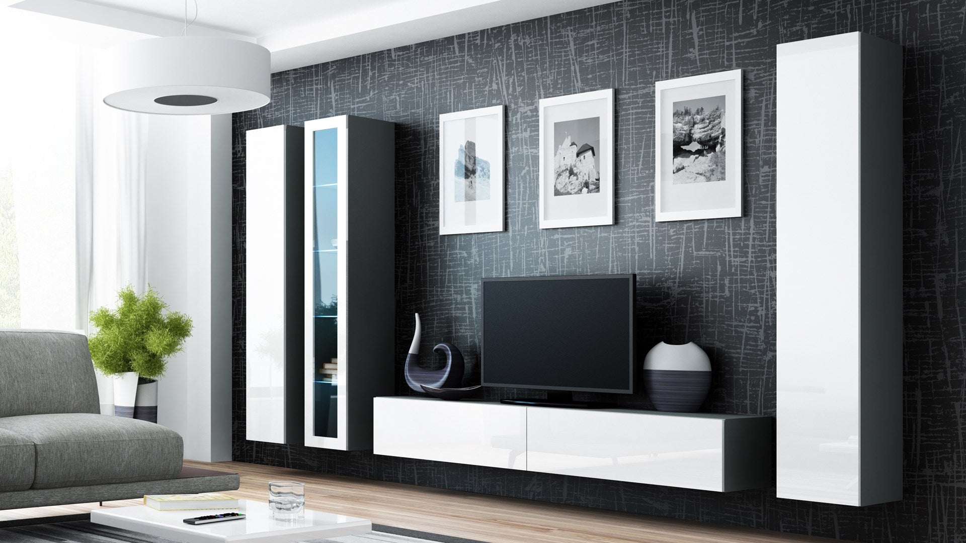 Cama Full cabinet VIGO '180' 180/40/30 grey/white gloss