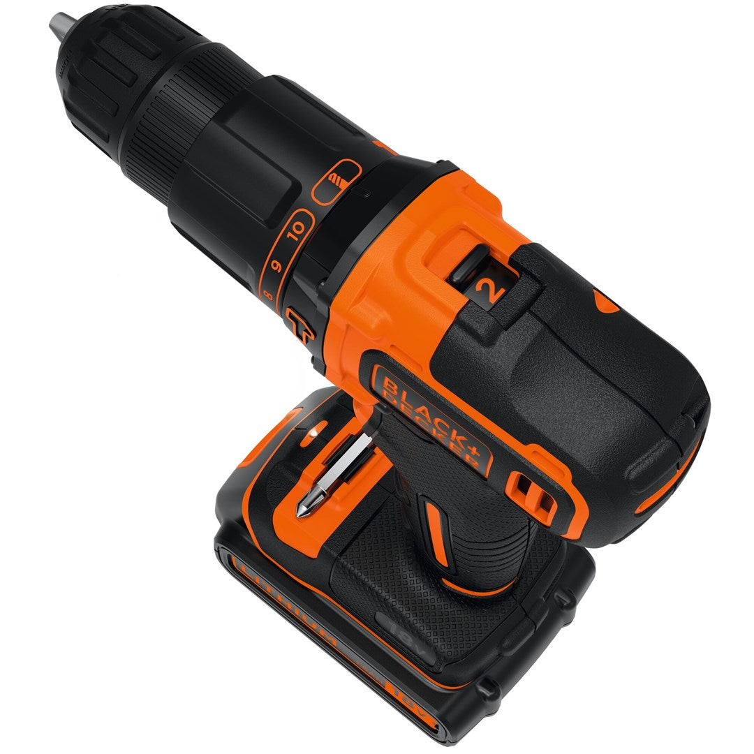 BLACK+DECKER BDCHD18KB-QW - Bohrhammer/Treiber - schnurlos - 2 Geschwindigkeiten - Bohrfutterschlüssel 10 mm - 40 N·m - 2 Akkus - 18 V