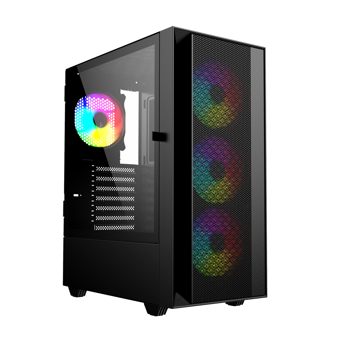 Gembird Fornax 4000 ARGB gaming ATX computer case  Midi Tower  backlight  Black