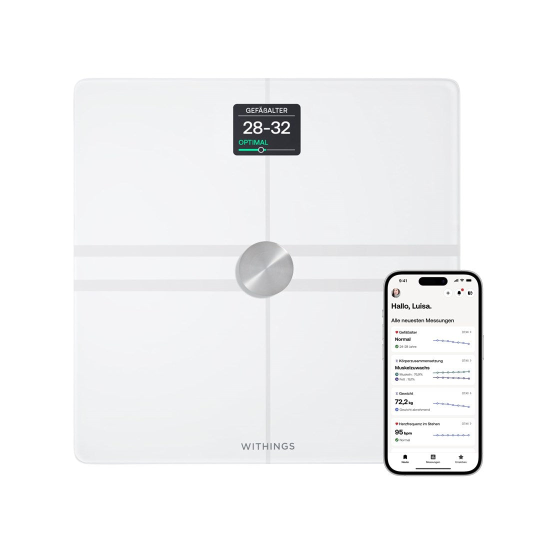 Withings Electronic Personal Scale 52 mm Height 372 mm Width 376 mm Length WBS12-White-All-Inter