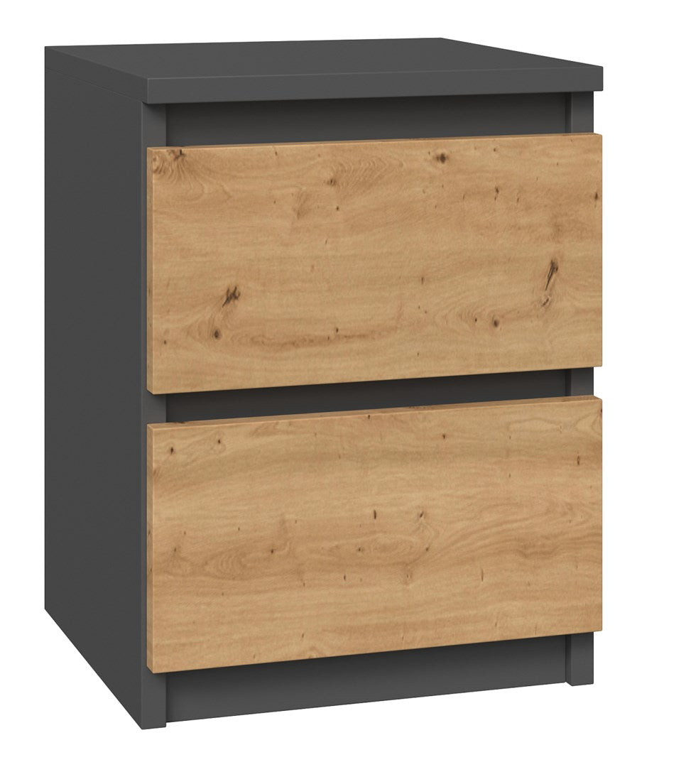 M2 Topeshop Nightstand 2 Drawers Anthracite Oak