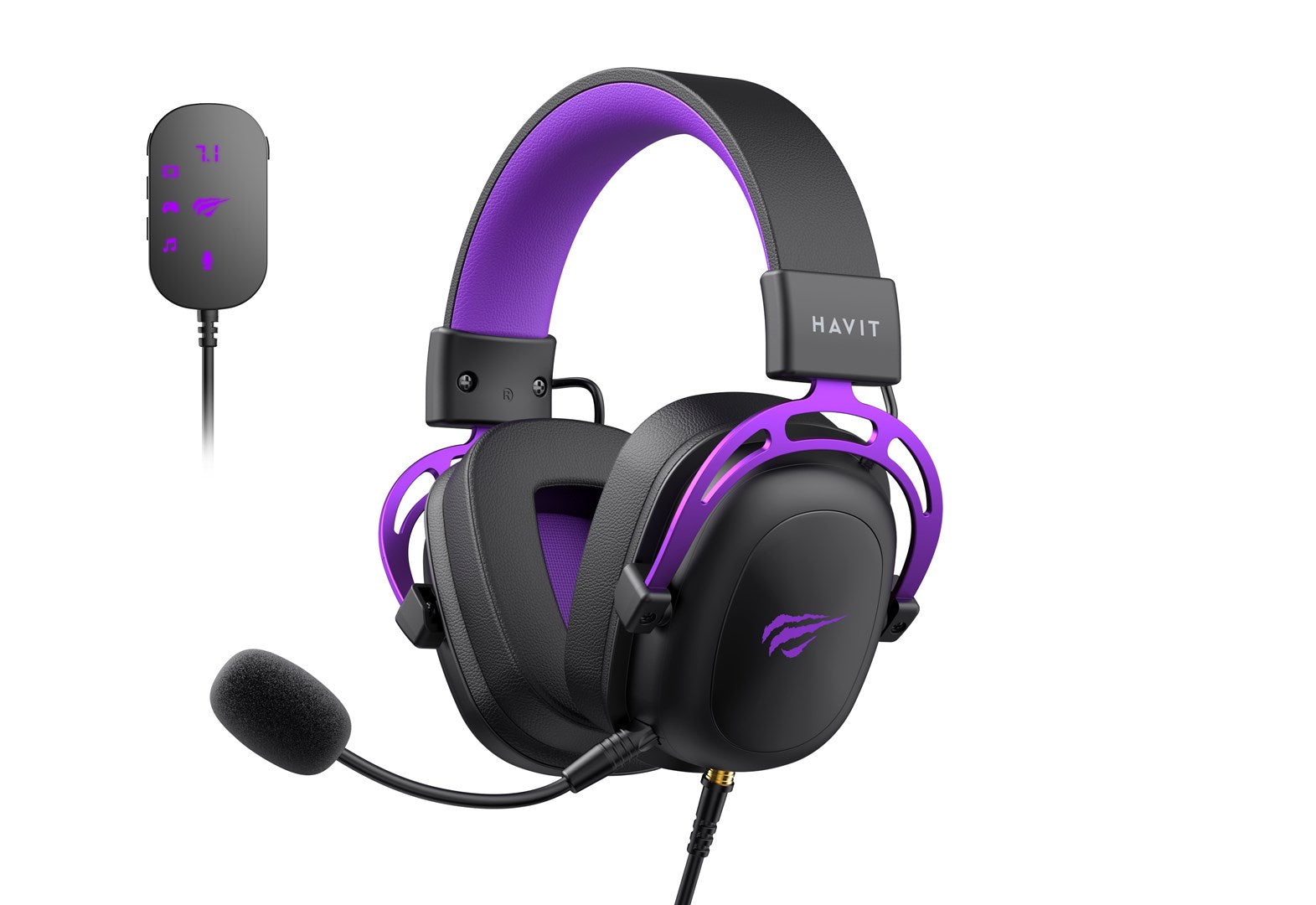 Havit H2002C+U Gaming Headphones (Black and Purple)