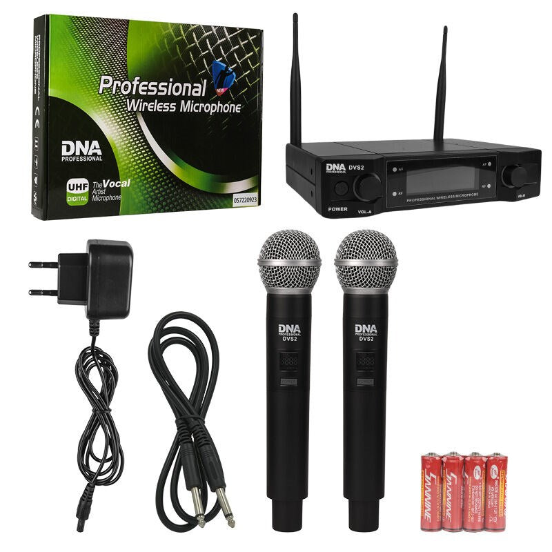 DVS2 Wireless Microphone System 2x Handheld Transmitter + Base UHF 560-590 MHz