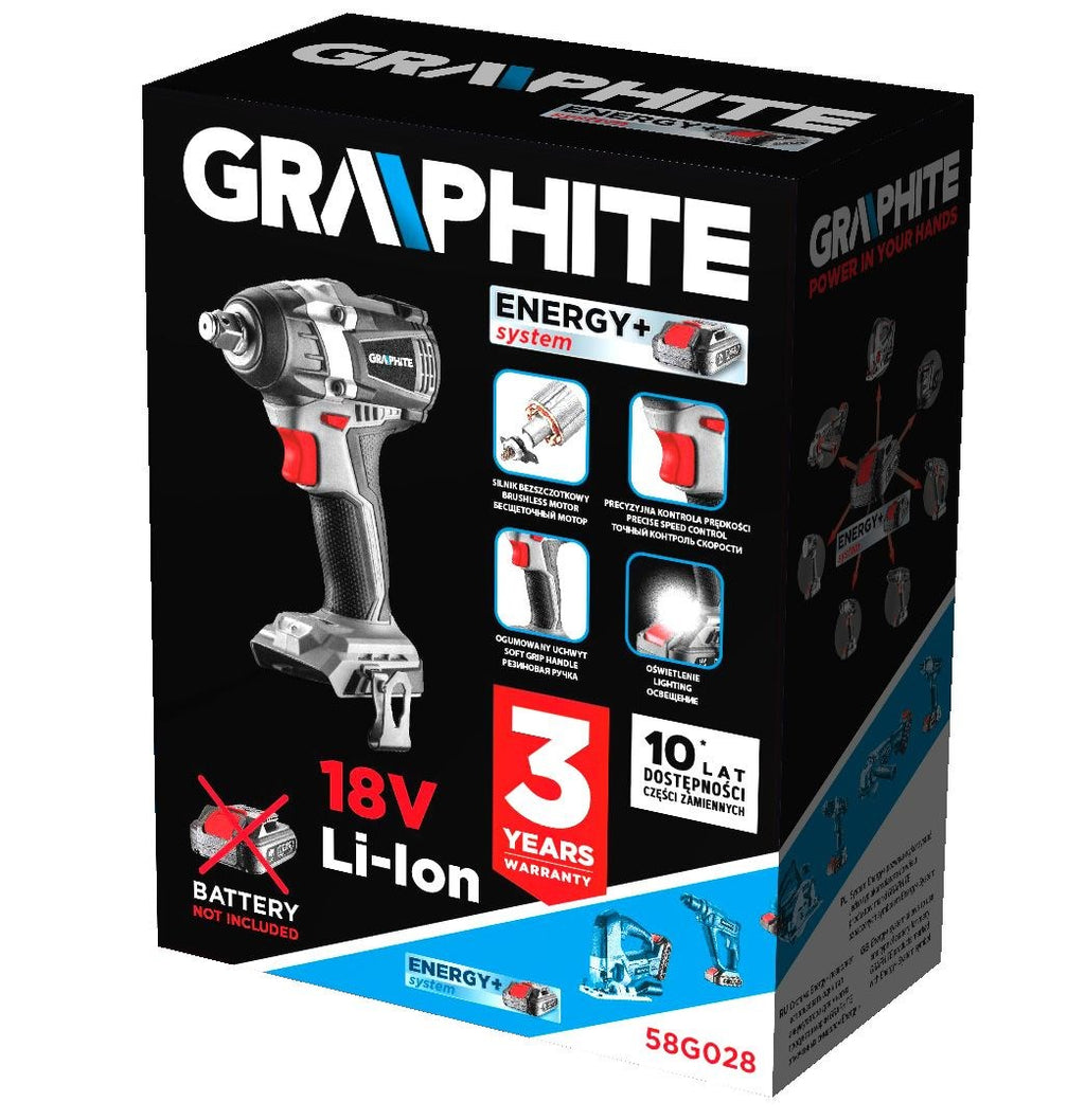 Graphite Energy+ 18V brushless impact wrench. Li-Ion. without battery