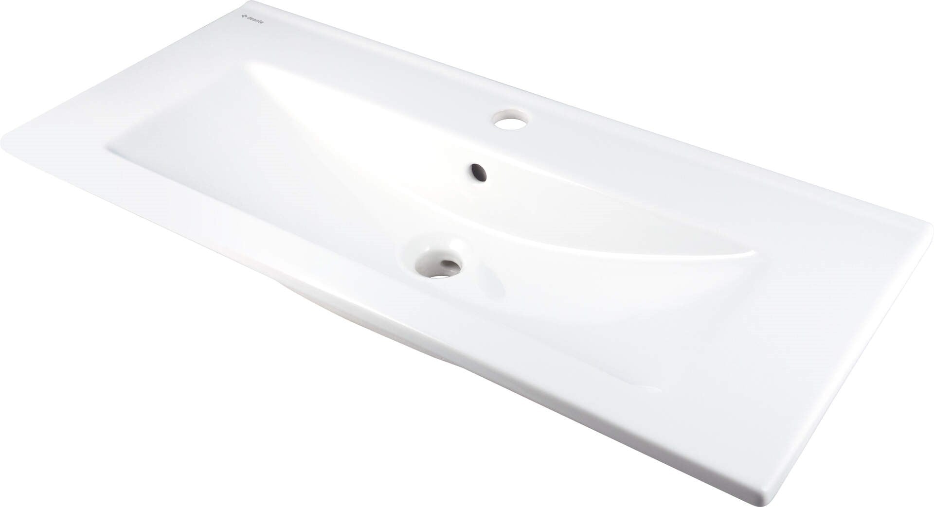 Ceramic basin inset with faucet space