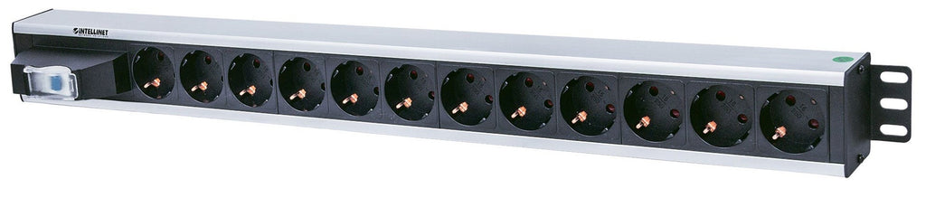 Intellinet 12-fach Steckdosenleiste, Schutzkontakt, vertikale Rackmontage, Leitungsschutzschalter, 1,6 m Stromkabel - Stromverteilungseinheit (Rack - einbaufähig) - Ausgangsanschlüsse: 12 - 1.5U - 48.3 cm (19")