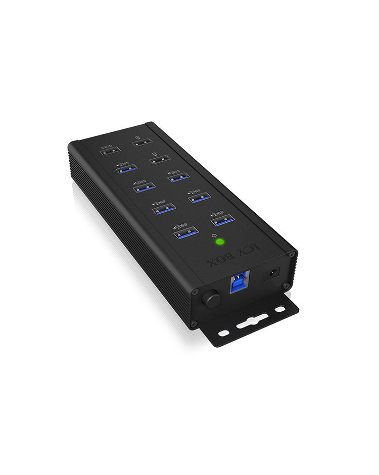 ICY BOX IB-HUB1703-QC3 USB 3.2 Gen 1 (3.1 Gen 1) Type-B 5000 Mbit/s Black