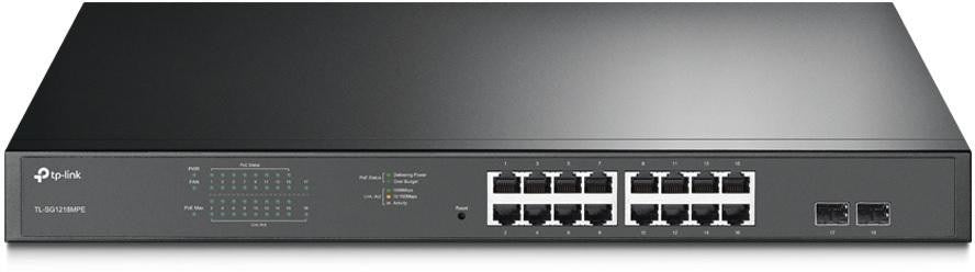 TP-LINK JetStream 16-Port Gigabit Easy Smart PoE/PoE+ Switch | Model 600918