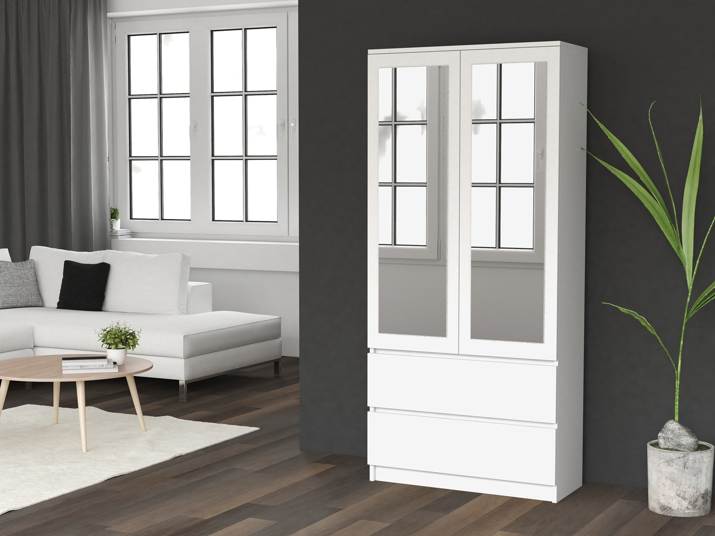 Topeshop SS-90 Wardrobe 2 Doors 5 Shelves White