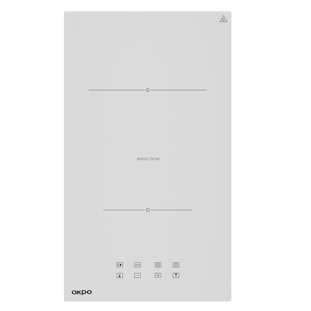 Akpo PIA 6802 WHITE Induction Hob with 2 Cooking Zones, 3600W Power, Touch Control
