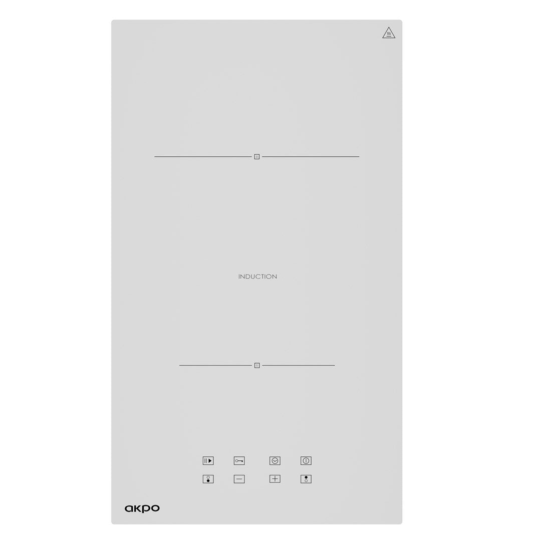 Akpo PIA 6802 WHITE Induction Hob with 2 Cooking Zones, 3600W Power, Touch Control