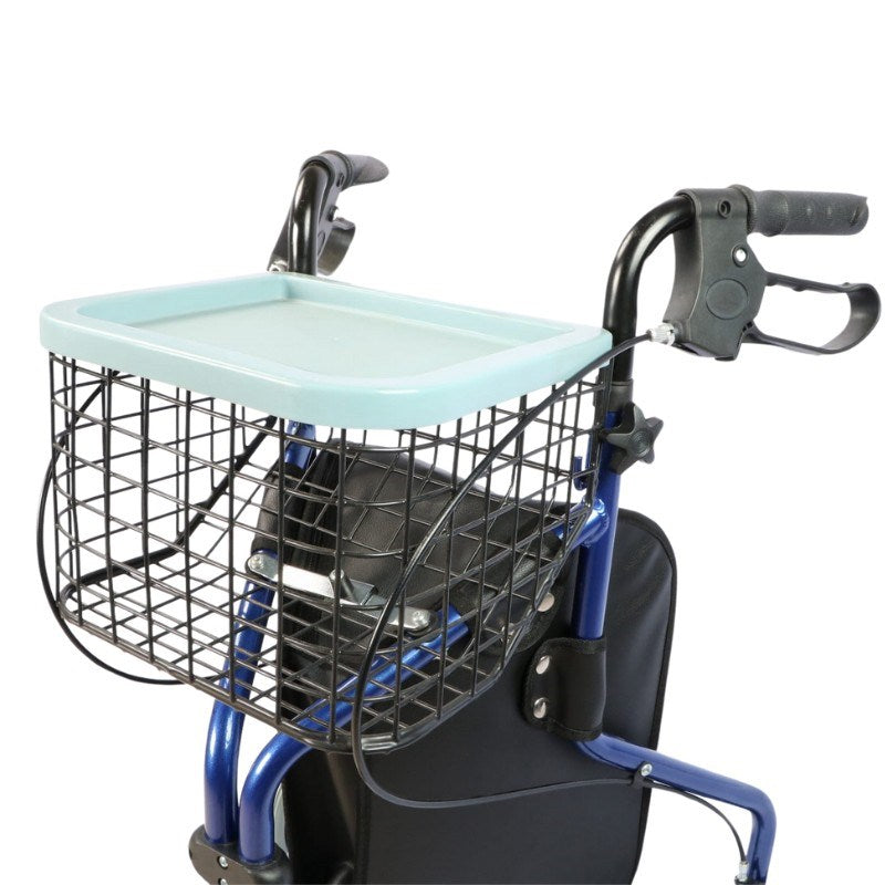 Reha Fund Practical Tricycle Walker with Basket and Bag - Blue/Black/Gray