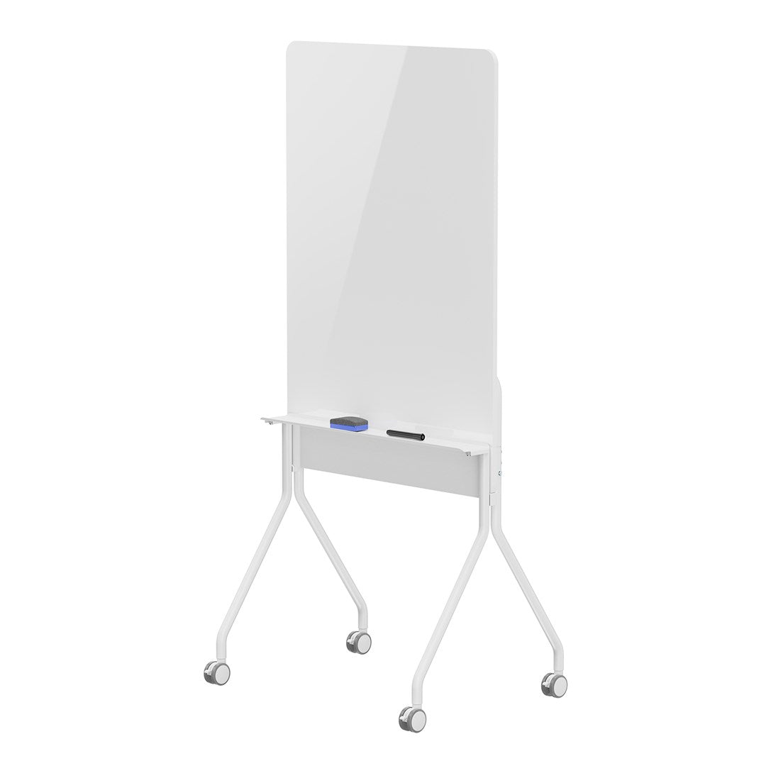 Ergo Office mobile dry erase board  vertical orientation  white  single sided  with shelf  board dimensions 1190x790mm  ER-305