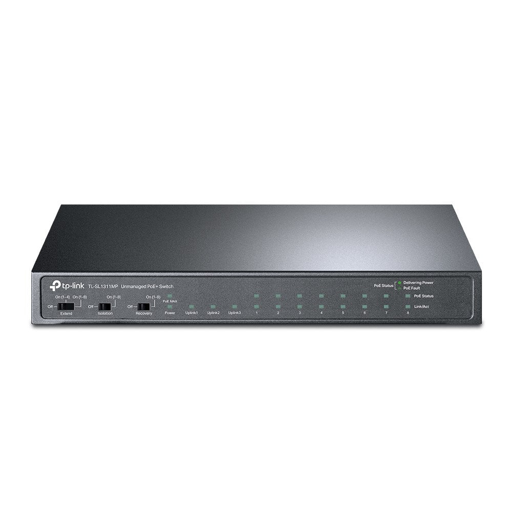 TP-LINK 8-Port 10/100Mbps + 3-Port Gigabit Desktop Switch with 8-Port PoE+ | Model: TL-SL1311MP