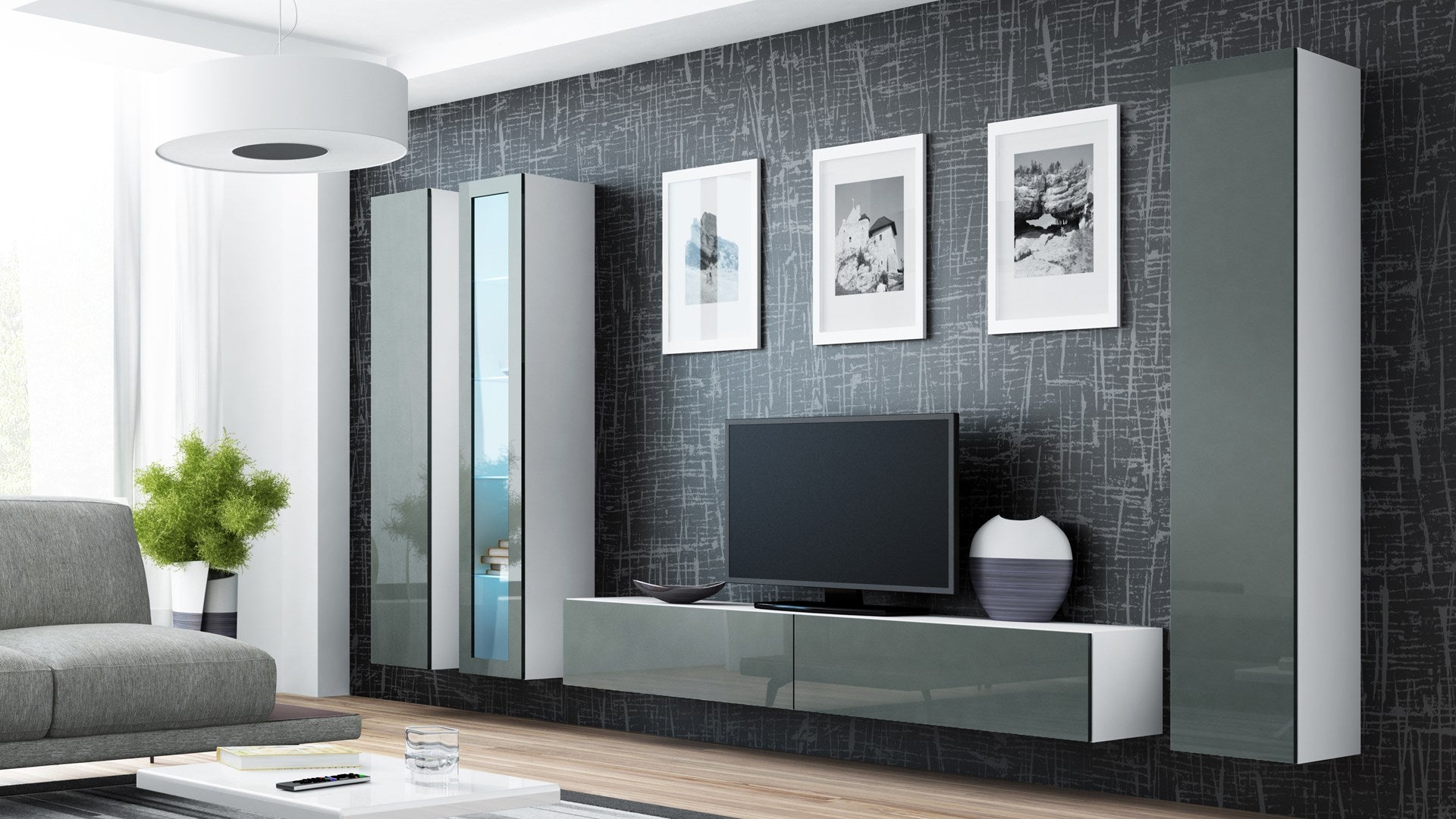 Cama Full cabinet VIGO '180' 180/40/30 white/grey gloss