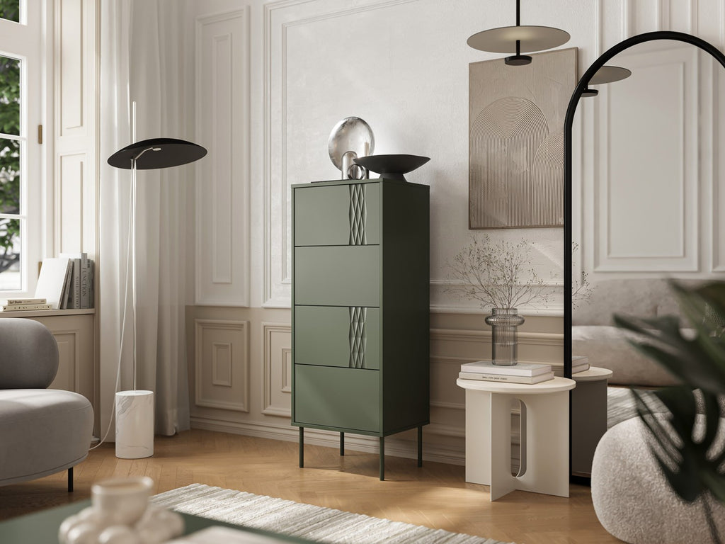 4S TRESSE Chest of Drawers 50x40x125 Matte Green