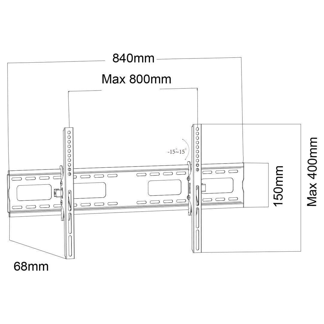 Maclean MC-422 Heavy Duty TV Wall Mount 43-100 inch max VESA 800x400 120 kg Tilting +/-15°