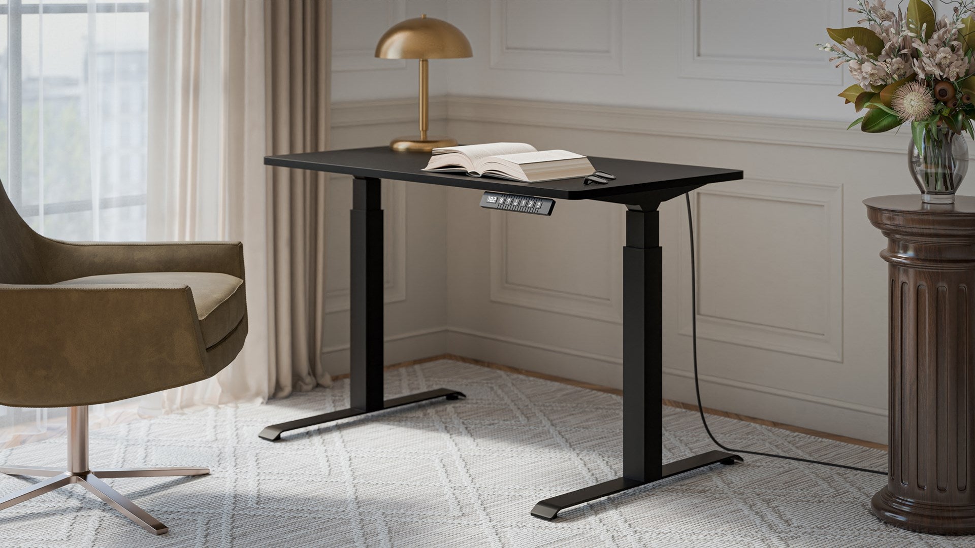 MOON Electric Height Adjustable Desk 121x67 Black 121x67x72-120
