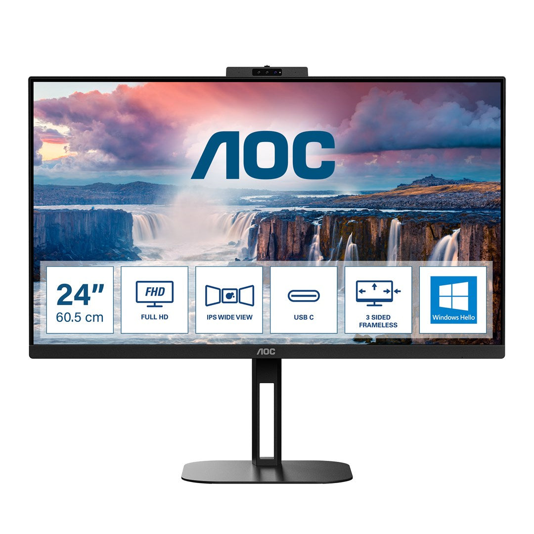 AOC V5 24V5CW/BK 23.8-inch Full HD LCD Monitor - 1920 x 1080 Resolution