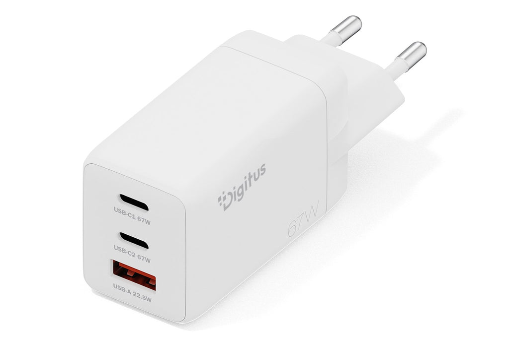 DIGITUS USB charger GaN 67W 2x USB-C 1x USB-A white (DA-10303)