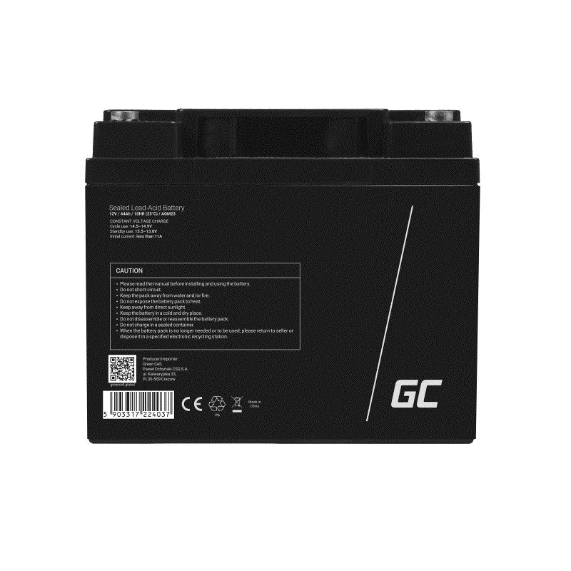 Green Cell AGM23 Sealed Lead Acid Battery, 12V, 12.7 kg