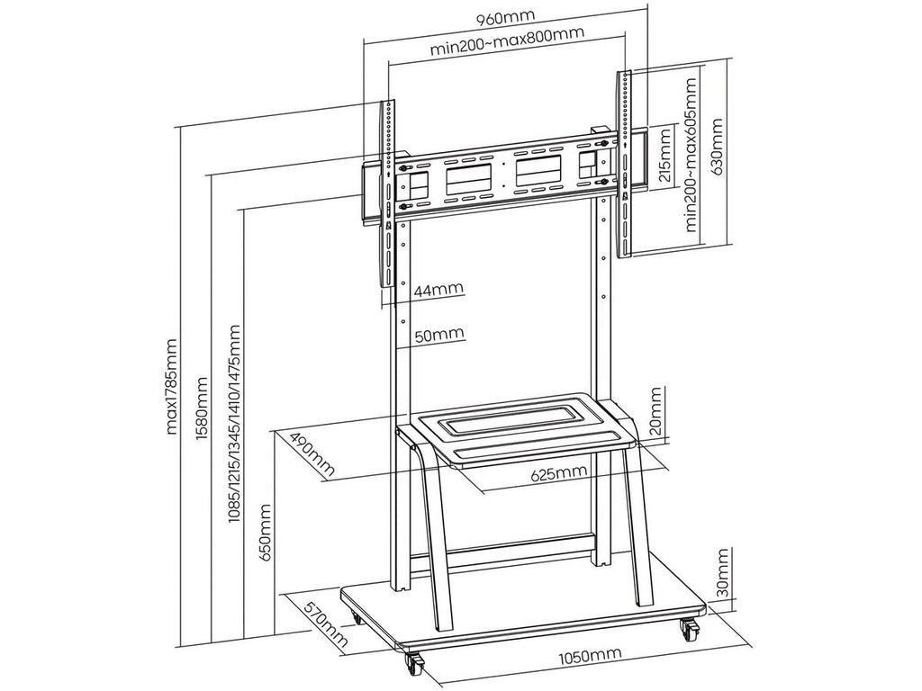 ART S-13 Mobile LCD/LED TV Stand - 37-100 inch - 150 kg